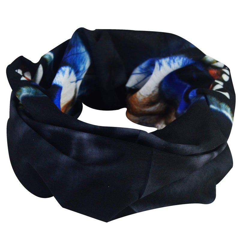 Obacle Motorcycle Face Mask Sun UV Dust Wind Protection Tube Mask Seamless Bandana Face Mask for Men Women Bike Riding Cycling Biker Fishing Outdoor Festival (Wolf Open Mouth Big Blue Nose) - Image 4